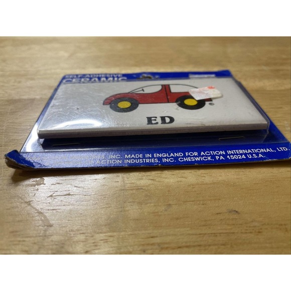 Vintage Retro ED Red Car New Dead Stock Ceramic Door Name Plaque Wall Sign 1984 - Picture 4 of 12